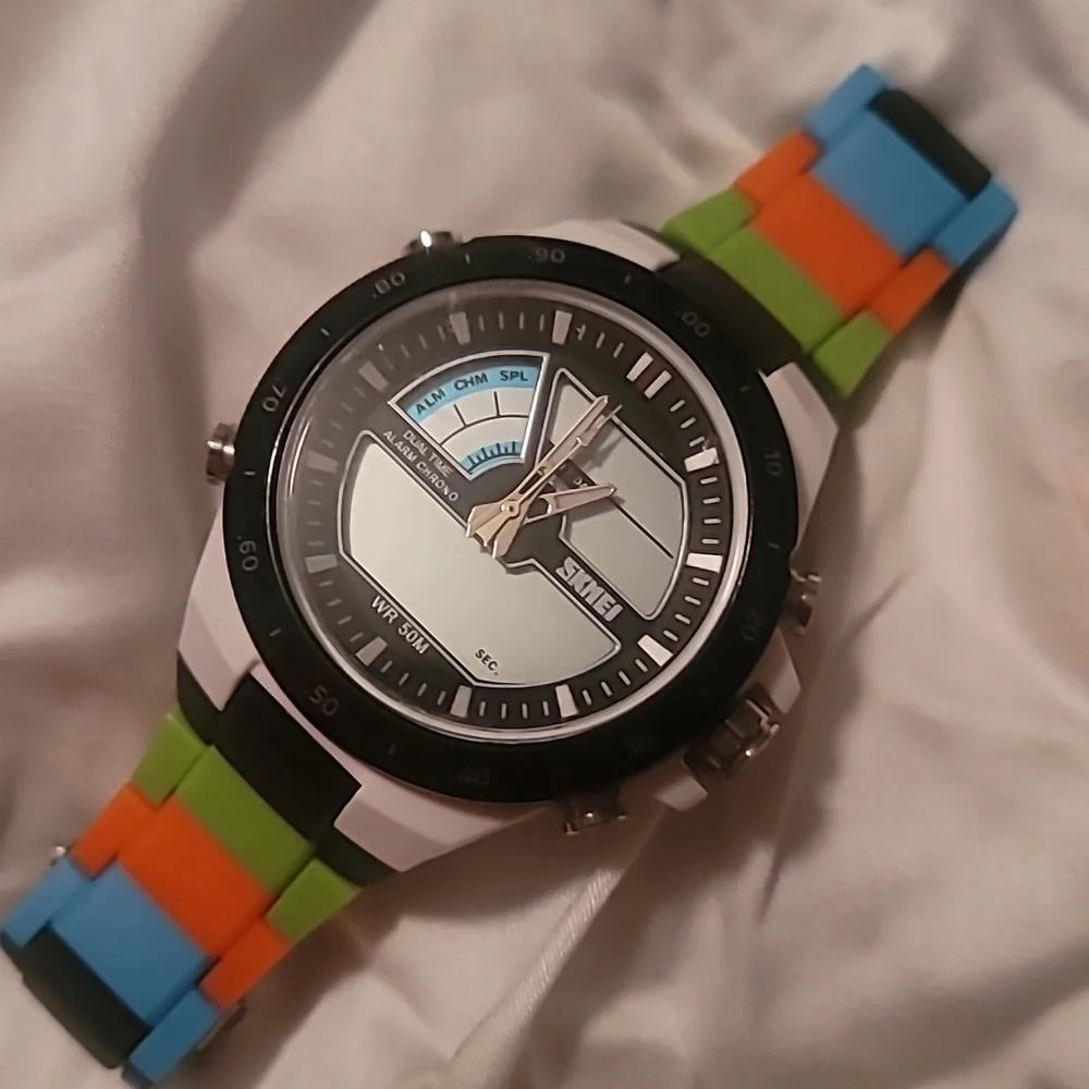Unisex Lego Building Blocks Multicolored‎ Green Blue Orange Black Digital Watch